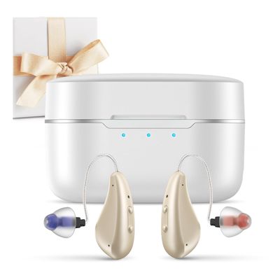 Soulagement de la perte auditive modérée à sévère grâce à nos aides auditives en vente libre, certifiées CE, 4 programmes