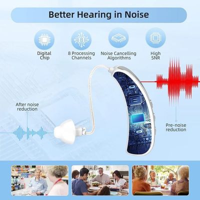Aide auditive à conduction aérienne sans ordonnance 200Hz Annulation automatique du bruit Amplificateur numérique Bluetooth